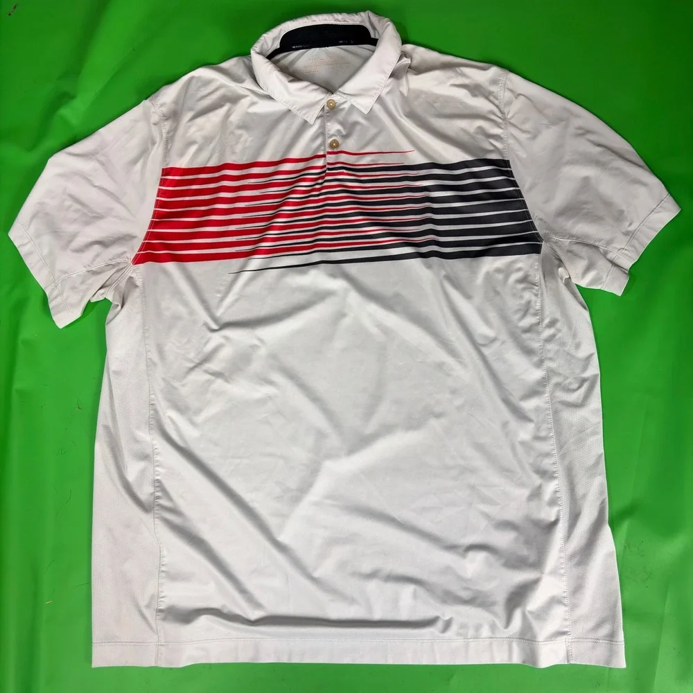 Nike Golf Polo Shirt Mens 3XL Dri-FIT Red/Black Gradient Stripe Tour Performance